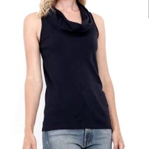 Three Dots Cowl Neck Sleeveless Top Black XL